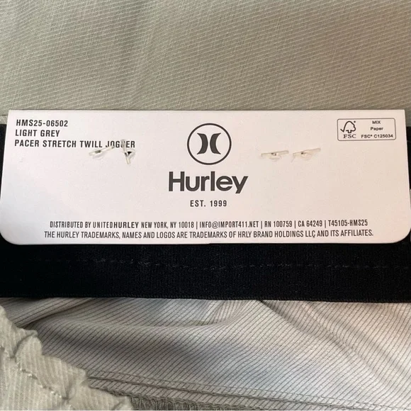 Hurley Men’s Pacer Stretch Twill Jogger Pants Light Grey Size Small NWT - Picture 10 of 16